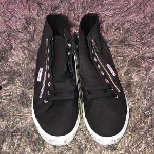superga women’s black high top sneakers